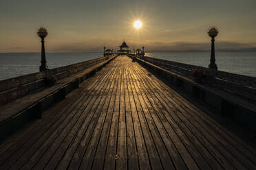 Sunset over Clevedon Pier, Somerset, England, United Kingdom, Europe - RHPLF24613