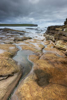 Old Red Sandstone ledges at the Bay of Skaill, Mainland, Orkney Islands, Scotland, United Kingdom, Europe - RHPLF24621