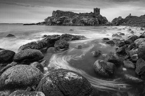 The ruins of Kinbane Castle near Ballycastle on the Causeway Coast, County Antrim, Ulster, Northern Ireland, United Kingdom, Europe - RHPLF24633