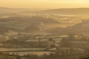 Winter dawn over Dartmoor countryside, Moretonhampstead, Devon, England, United Kingdom, Europe - RHPLF24636