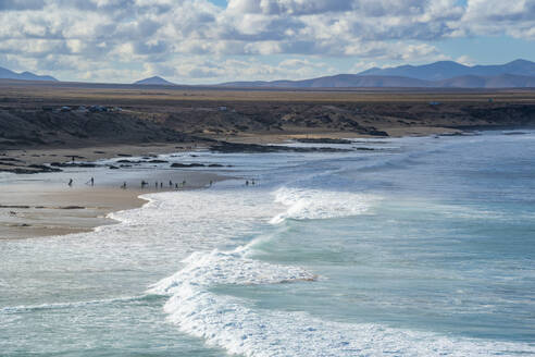 View of coastline and the Atlantic Ocean on a sunny day, El Cotillo, Fuerteventura, Canary Islands, Spain, Atlantic, Europe - RHPLF24678