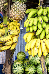 Bananas and pineapple for sale in a fruit shop, Zanzibar, Tanzania, East Africa, Africa - RHPLF24706