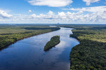 Aerial of the Casiquiare River in the deep south of Venezuela, South America - RHPLF24723