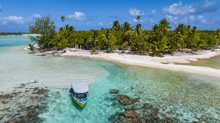 Aerial of the Blue Lagoon, Rangiroa atoll, Tuamotus, French Polynesia, South Pacific, Pacific - RHPLF24751