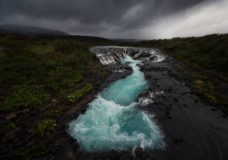 The bright blue Bruarfoss Waterfall in southern Iceland, Polar Regions - RHPLF24800