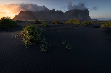 The most famous mountain in southern Iceland, Vestrahorn, during a beautiful sunset at the end of summer, Iceland, Polar Regions - RHPLF24802