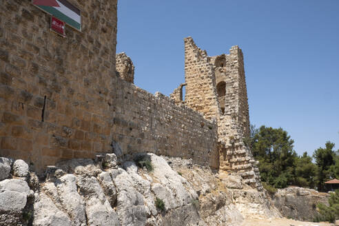 The ruined tower and wall of the Muslim Ajlun Castle, Jordan, Middle East - RHPLF24864