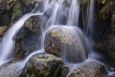 Waterfall detail in Cwm Glas Mawr, above the Llanberis Pass, Snowdonia National Park, Eryri, North Wales, United Kingdom, Europe - RHPLF24871