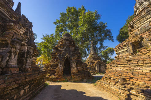 Pagoda ruins at Maha Nanda Kantha Monastery, Hsipaw, Shan State, Myanmar (Burma), Asia - RHPLF24924