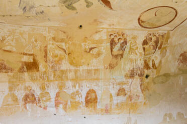 Medieval frescos on wall, David Gareja Monastery complex, Sagarejo Municipality, Kakhetia, Georgia, Central Asia, Asia - RHPLF24950