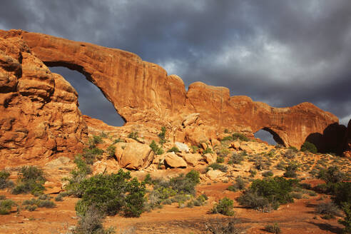 North and South Windows, Arches National Park, Utah, United States of America, North America - RHPLF25019