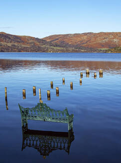 High water, Ullswater shore, Glenridding, Ullswater, Lake District National Park, UNESCO World Heritage Site, Cumbria, England, United Kingdom, Europe - RHPLF25023