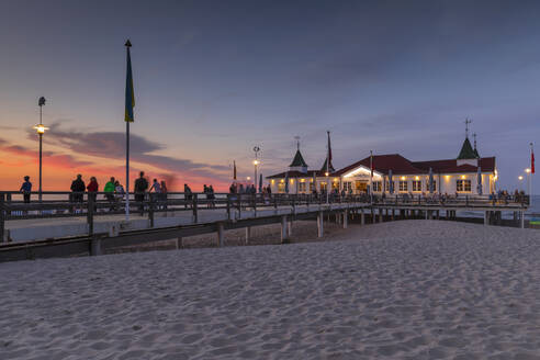 Pier on the beach of Ahlbeck, Usedom Island, Baltic Sea, Mecklenburg-Western Pomerania, Germany, Europe - RHPLF25088