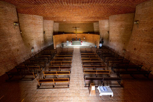 Interior of the Church of Atlantida (Church of Christ the Worker and Our Lady of Lourdes), the work of engineer Eladio Dieste, UNESCO World Heritage Site, Canelones department, Uruguay, South America - RHPLF25122