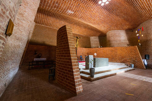 Interior of the Church of Atlantida (Church of Christ the Worker and Our Lady of Lourdes), the work of engineer Eladio Dieste, UNESCO World Heritage Site, Canelones department, Uruguay, South America - RHPLF25125