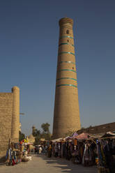 Shopping Street with Juma Minaret, Ichon Qala (Itchan Kala), UNESCO World Heritage Site, Khiva, Uzbekistan, Central Asia, Asia - RHPLF25181