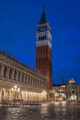 Campanile bell tower at night, San Marco, Venice, UNESCO World Heritage Site, Veneto, Italy, Europe - RHPLF25279