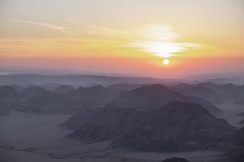 Sunrise from the top of the Umm ad Dami mountain, the highest point in the country, Jordan, Middle East - RHPLF25283