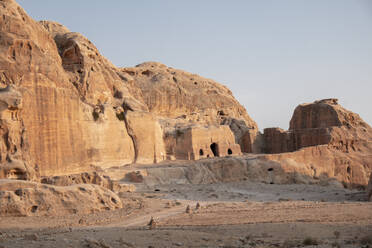 Monument inside Petra illuminated at sunset, Petra, UNESCO World Heritage Site, Jordan, Middle East - RHPLF25293