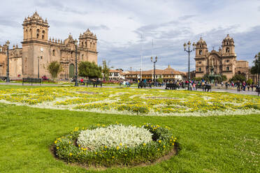 Cusco Cathedral and Church of Society of Jesus, Plaza de Armas main square, UNESCO World Heritage Site, Cusco, Peru, South America - RHPLF25305