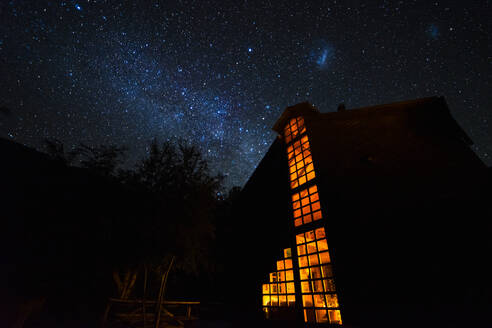 Milky way over Refugio Tinquilco, Huerquehue National Park, Pucon, Chile, South America - RHPLF25310