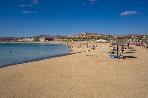 View of Playa del Castillo Beach in Castillo Caleta de Fuste, Fuerteventura, Canary Islands, Spain, Atlantic, Europe - RHPLF25407