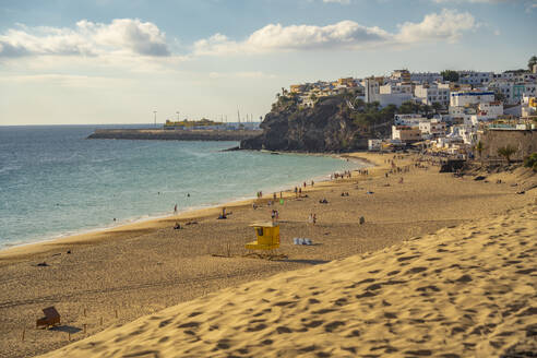 View of Playa del Matorral beach and town, Morro Jable, Fuerteventura, Canary Islands, Spain, Atlantic, Europe - RHPLF25409