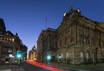 Liverpool Town Hall and the Liver Building at night, Water Street, Liverpool City Centre, Liverpool, Merseyside, England, United Kingdom, Europe - RHPLF25452