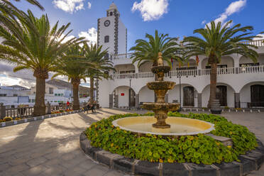 View of Town Hall tower in San Bartolome, Lanzarote, Las Palmas, Canary Islands, Spain, Atlantic, Europe - RHPLF25498