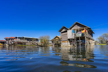 Stilt houses in village on Lake Inle, Shan State, Myanmar (Burma), Asia - RHPLF25538