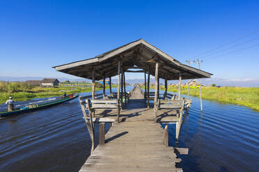 Wooden pier, Lake Inle, Shan State, Myanmar (Burma), Asia - RHPLF25539