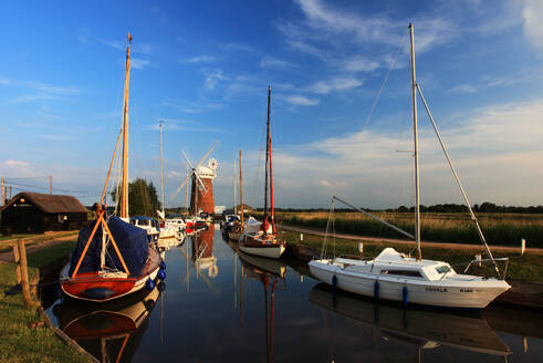 Summer evening, Horsey Mill, Norfolk Broads, Norfolk, England, United Kingdom, Europe - RHPLF25556