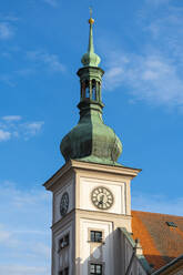 Detail of tower of Town Hall, Marketplace Square (TG Masaryk Square), Loket, Czech Republic (Czechia), Europe - RHPLF25947