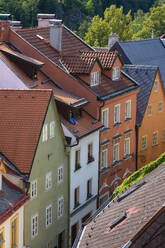 Elevated view of houses in city center, Loket, Sokolov District, Karlovy Vary Region, Bohemia, Czech Republic (Czechia), Europe - RHPLF25953