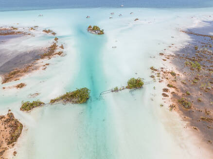 Aerial view of Canal de los Pirates along Bacalar Lagoon coastline, Bacalar, Quintana Roo, Mexico. - AAEF18309