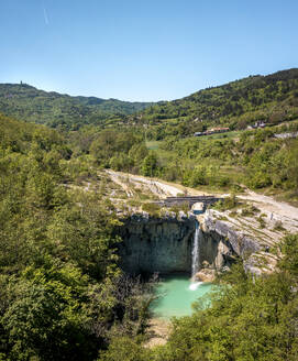 Aerial view of Sopot waterfall, near the town of Pican, located in central Istria, Croatia. - AAEF18358