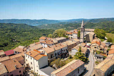 Aerial view of Draguc old town located in central Istria, Croatia. - AAEF18367
