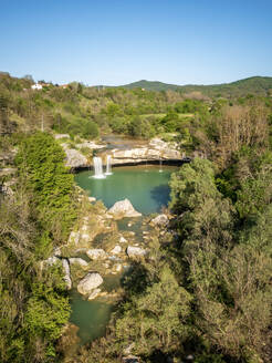 Aerial view of Zarecki Krov waterfall located next to Pazin in Central Istria, Croatia. - AAEF18373