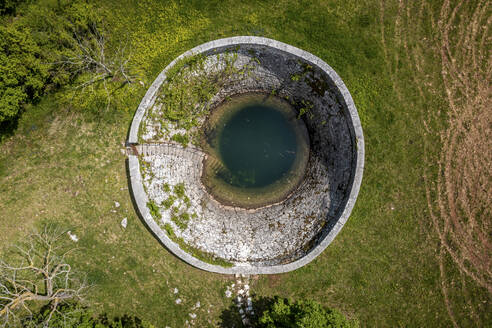 Aerial view of Lokva Pajicka pond in Central istria, Croatia. - AAEF18375