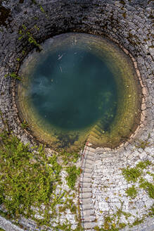 Aerial view of Lokva Pajicka pond in Central istria, Croatia. - AAEF18376