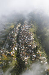 Aerial view of Nepal Van Javaon village on top of volcano Sumbing, Borobudur, Magelang, Central Java, Indonesia. - AAEF18428