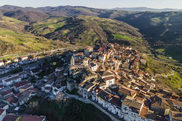 Aerial view of Ripacandida, a small town on the hilltop near Potenza, Basilicata, Italy. - AAEF18470