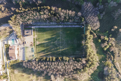 Aerial view of a soccer field in Ripacandida, Potenza, Basilicata, Italy. - AAEF18476