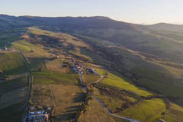 Aerial view of Castel Lagopesole residential district, a small town in countryside, Avigliano, Potenza, Basilicata, Italy. - AAEF18483