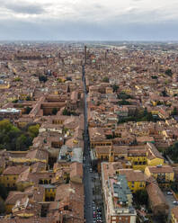 Aerial view of Bologna downtown at sunset, view of the Two Towers and the main cathedral, Emilia Romagna, Italy. - AAEF18517