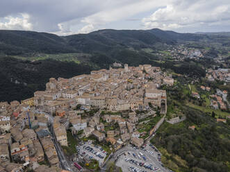 Aerial view of Narni, a medieval old town on the hilltop, Terni, Umbria, Italy. - AAEF18518