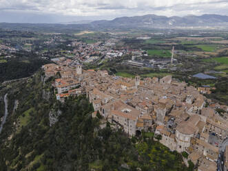 Aerial view of Narni, a medieval old town on the hilltop, Terni, Umbria, Italy. - AAEF18519