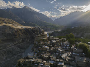 Aerial view of Altit fort, Hunza district, Gilgit Baltistan, Pakistan. - AAEF18547