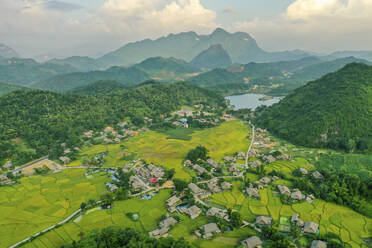 Aerial view of Ha Giang Village among the mountains, Vietnam. - AAEF18567