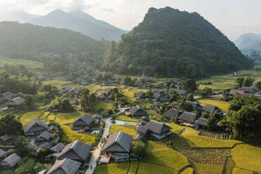 Aerial view of Ha Giang Village among the mountains, Vietnam. - AAEF18570